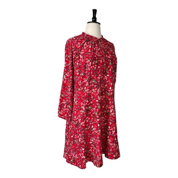 LOFT Plus Dress A-line Long Sleeve Ruffle Button Neck Red Floral Women’s Size 18 - Picture 4 of 13